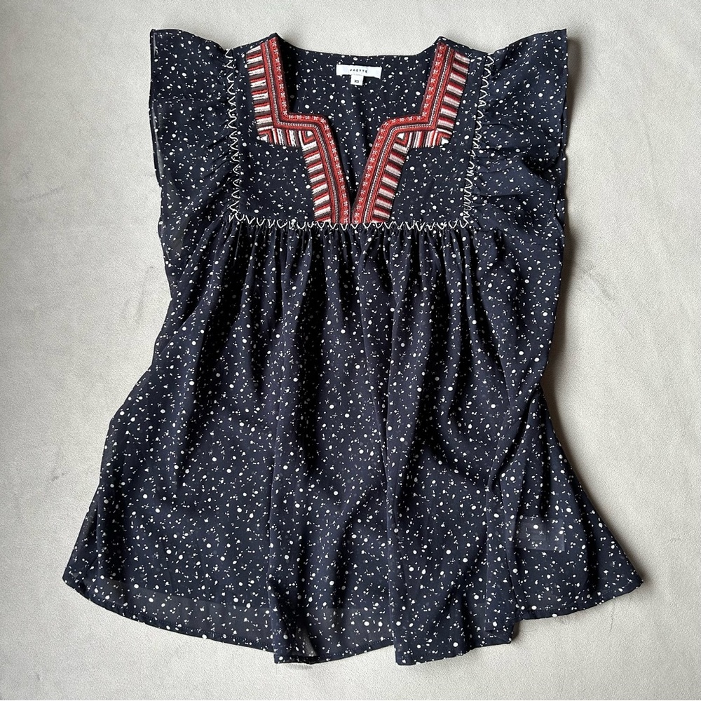 Maette ~ Flutter Sleeve Light Sheer Top ~ Women’s Size XS